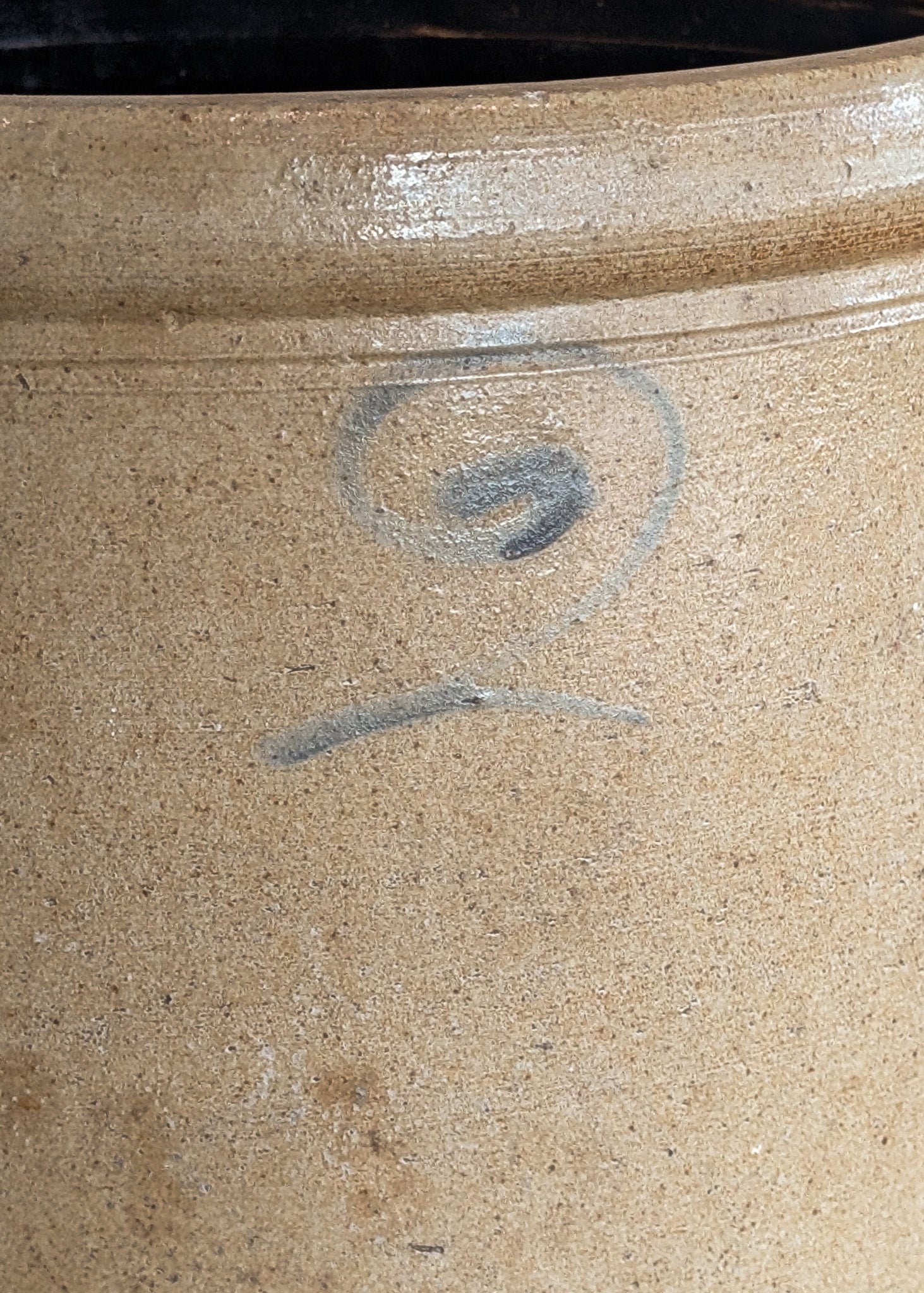 Large Antique 2-Gallon Salt-Glazed Stoneware Pottery Crock with Handles