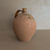 Vintage European Handled Jug Vessel with Green and Yellow Detailing