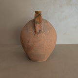 Vintage European Handled Jug Vessel with Green and Yellow Detailing