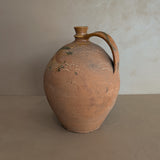 Vintage European Handled Jug Vessel with Green and Yellow Detailing