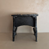 Antique Black Painted Rustic Farmhouse-Style Primitive Stool