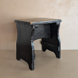 Antique Black Painted Rustic Farmhouse-Style Primitive Stool