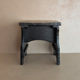 Antique Black Painted Rustic Farmhouse-Style Primitive Stool