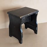 Antique Black Painted Rustic Farmhouse-Style Primitive Stool