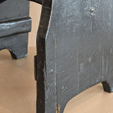 Antique Black Painted Rustic Farmhouse-Style Primitive Stool