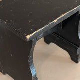 Antique Black Painted Rustic Farmhouse-Style Primitive Stool