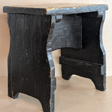 Antique Black Painted Rustic Farmhouse-Style Primitive Stool
