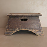 Antique Unique Japanese-Style Brown Painted Wooden Train Station Step Stool