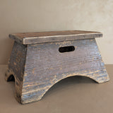Antique Unique Japanese-Style Brown Painted Wooden Train Station Step Stool