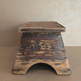 Antique Unique Japanese-Style Brown Painted Wooden Train Station Step Stool