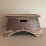 Antique Unique Japanese-Style Brown Painted Wooden Train Station Step Stool