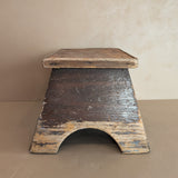 Antique Unique Japanese-Style Brown Painted Wooden Train Station Step Stool