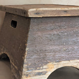 Antique Unique Japanese-Style Brown Painted Wooden Train Station Step Stool