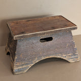 Antique Unique Japanese-Style Brown Painted Wooden Train Station Step Stool