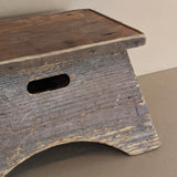 Antique Unique Japanese-Style Brown Painted Wooden Train Station Step Stool