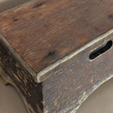 Antique Unique Japanese-Style Brown Painted Wooden Train Station Step Stool