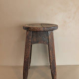 Heavily Patinated Antique Arts and Crafts Mission-Style Wooden Stool