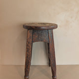Heavily Patinated Antique Arts and Crafts Mission-Style Wooden Stool