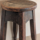 Heavily Patinated Antique Arts and Crafts Mission-Style Wooden Stool