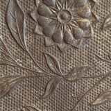 Antique Wooden Mirror with Unique Textural Flora and Fauna Backing and Hanging Chain