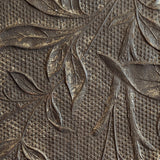 Antique Wooden Mirror with Unique Textural Flora and Fauna Backing and Hanging Chain