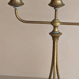 Antique Swedish Oscar Nilsson Brass Art Nouveau-Style Three-Arm Candelabra with Ball Feet