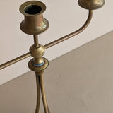 Antique Swedish Oscar Nilsson Brass Art Nouveau-Style Three-Arm Candelabra with Ball Feet