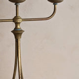 Antique Swedish Oscar Nilsson Brass Art Nouveau-Style Three-Arm Candelabra with Ball Feet