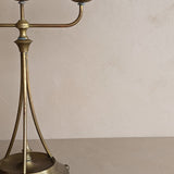 Antique Swedish Oscar Nilsson Brass Art Nouveau-Style Three-Arm Candelabra with Ball Feet
