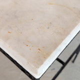 Antique French Marble-Top Console Table with Wrought Iron Base and Quatrefoil Apron and Scroll Detailing