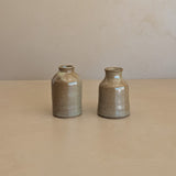 Pair of Petite Neutral Speckled Studio Pottery Bud Vases