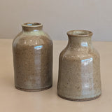 Pair of Petite Neutral Speckled Studio Pottery Bud Vases