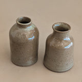 Pair of Petite Neutral Speckled Studio Pottery Bud Vases