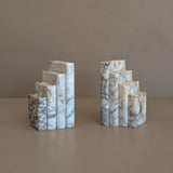 Pair of Vintage Italian Alabaster Stacked Book Bookends