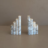 Pair of Vintage Italian Alabaster Stacked Book Bookends