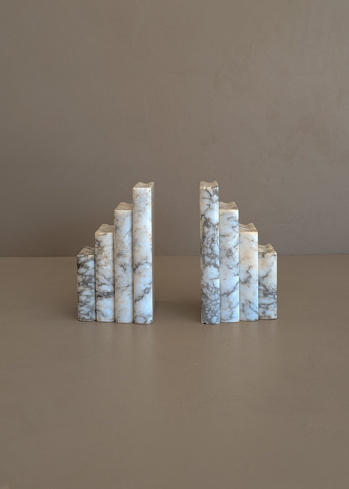 Pair of Vintage Italian Alabaster Stacked Book Bookends