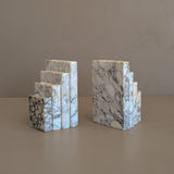 Pair of Vintage Italian Alabaster Stacked Book Bookends