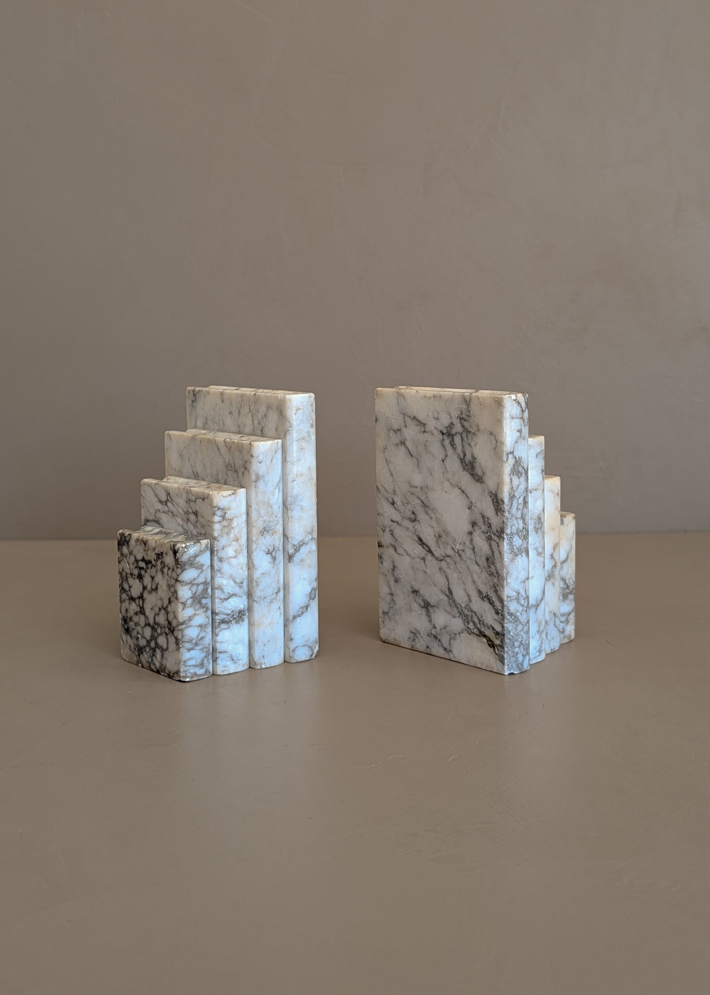 Pair of Vintage Italian Alabaster Stacked Book Bookends