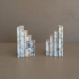 Pair of Vintage Italian Alabaster Stacked Book Bookends