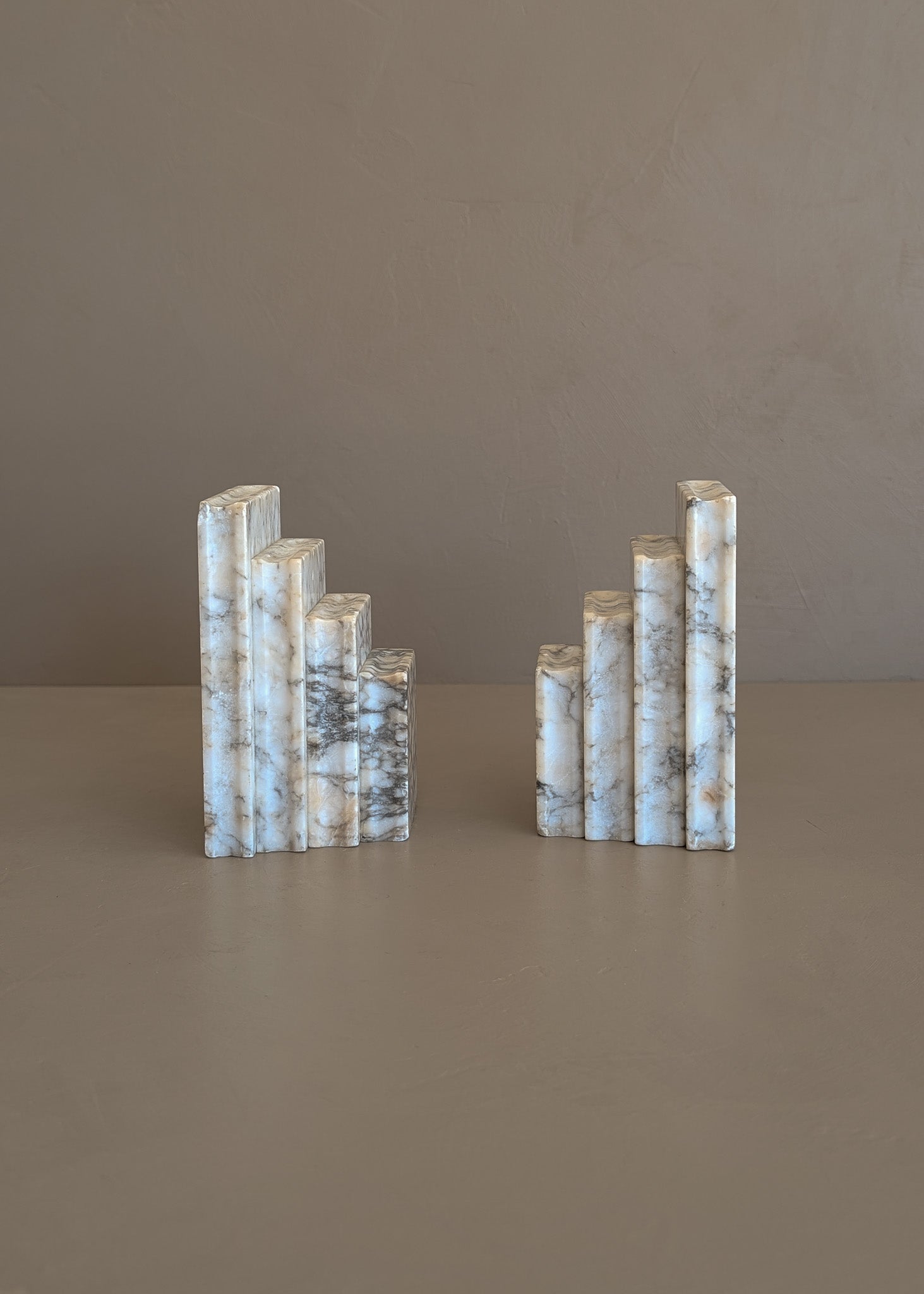 Pair of Vintage Italian Alabaster Stacked Book Bookends
