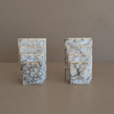 Pair of Vintage Italian Alabaster Stacked Book Bookends