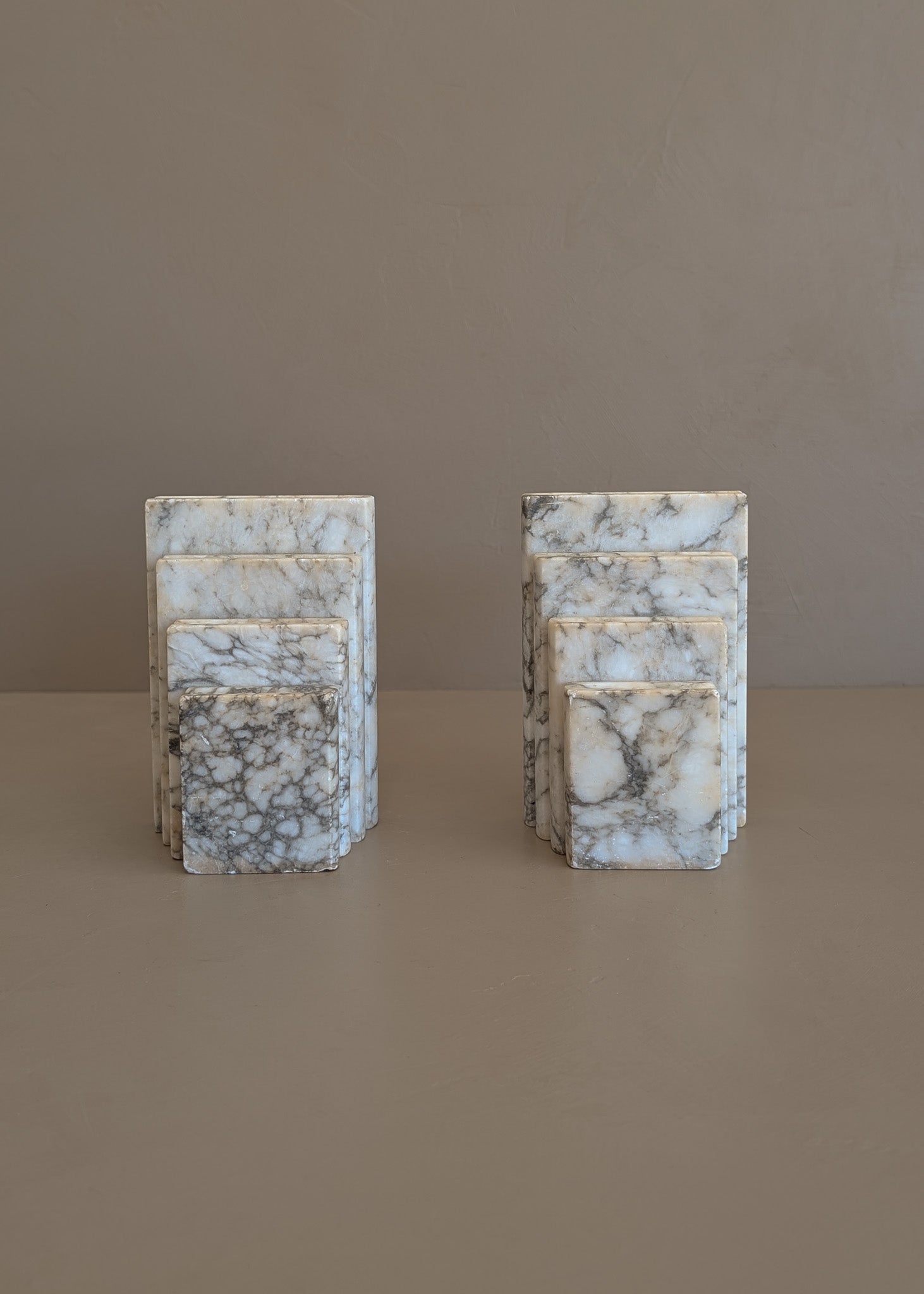 Pair of Vintage Italian Alabaster Stacked Book Bookends