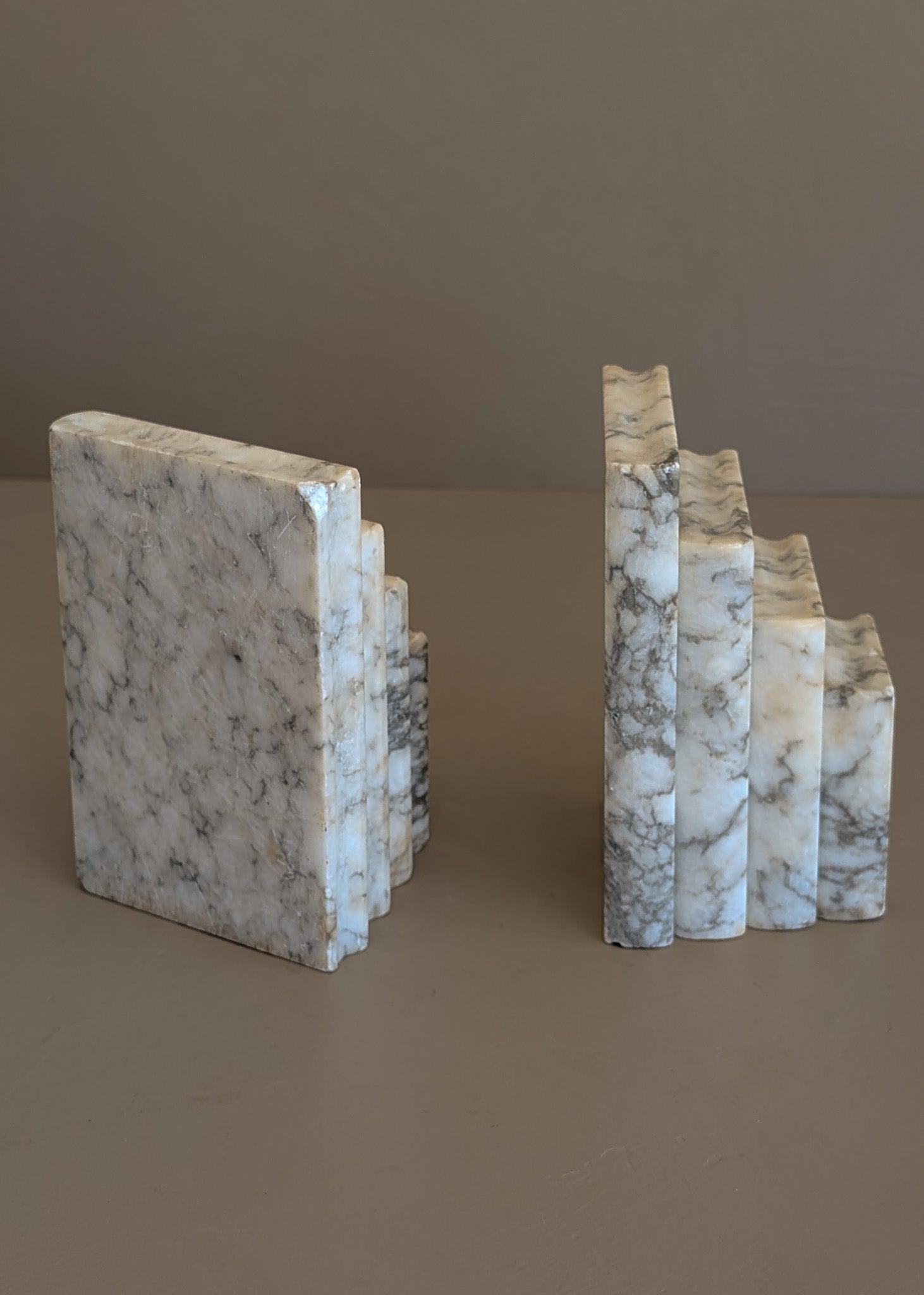 Pair of Vintage Italian Alabaster Stacked Book Bookends