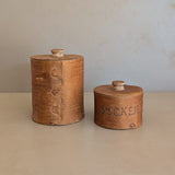 Pair of Vintage Swedish Birch Bark Faux "Kaffe" and "Socker" Coffee and Sugar Canisters