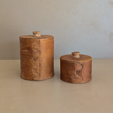 Pair of Vintage Swedish Birch Bark Faux "Kaffe" and "Socker" Coffee and Sugar Canisters