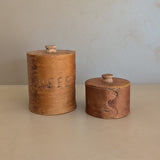 Pair of Vintage Swedish Birch Bark Faux "Kaffe" and "Socker" Coffee and Sugar Canisters