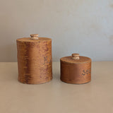Pair of Vintage Swedish Birch Bark Faux "Kaffe" and "Socker" Coffee and Sugar Canisters