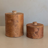 Pair of Vintage Swedish Birch Bark Faux "Kaffe" and "Socker" Coffee and Sugar Canisters