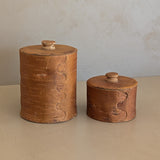 Pair of Vintage Swedish Birch Bark Faux "Kaffe" and "Socker" Coffee and Sugar Canisters