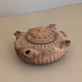Vintage French Hand-Carved Wooden Grole "Friendship Cup" with Carved Flower Lid